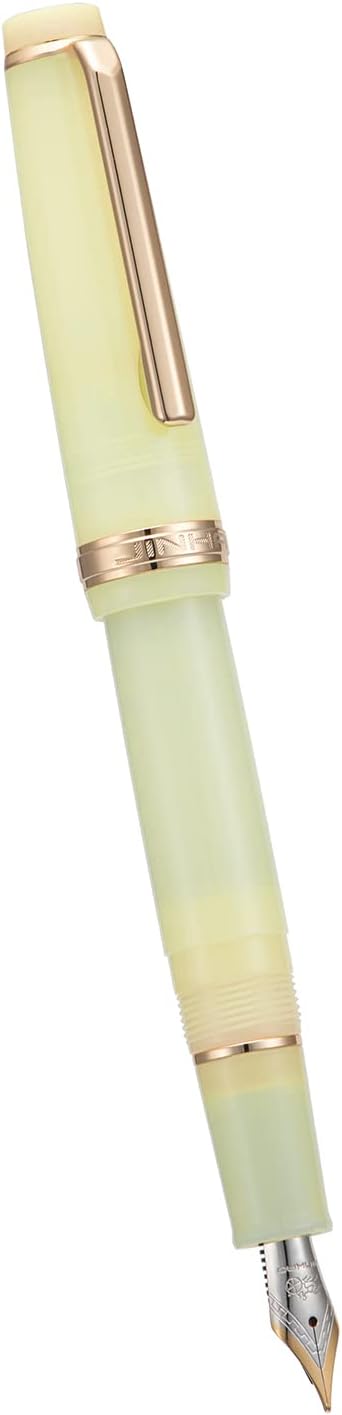 Jinhao 82 Acrylic Fountain Pen, Iridium Bent Nib with Ink Converter, Transparent Yellow Classic Design Calligraphy Pen (Gold Trim)