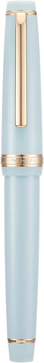 Jinhao 82 Light Blue Acrylic Fountain Pen, Iridium Extra Fine Nib Classic Design Smooth Writing Pen with Ink Converter (Gold Trim)
