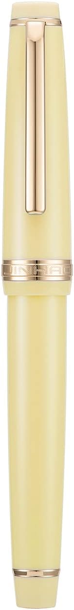 Jinhao 82 Yellow Acrylic Fountain Pen, Iridium Fine Nib Classic Design Smooth Writing Pen with Ink Converter (Gold Trim)