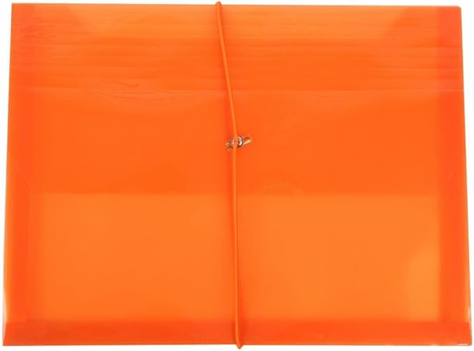 JAM PAPER Plastic Expansion Envelopes with Elastic Band Closure - Letter Booklet - 9 3/4 x 13 with 2.5 Inch Expansion - Orange - 3/Pack