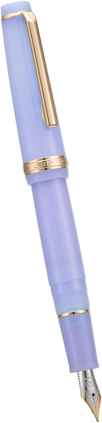 Jinhao 82 Acrylic Fountain Pen, Iridium Fine Nib with Ink Converter, Transparent Purple Classic Design Smooth Writing Pen (Gold Trim)