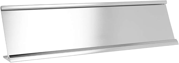 ExcelMark 2" x 8" Aluminum Name Plate Holder for Desk - Office Business Door Sign Holder - Silver