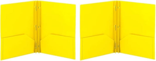 Smead Poly Two-Pocket Folder, Three-Hole Punch Prong Fasteners, Letter Size, Yellow, 3 per Pack (87733) (Pack of 2)