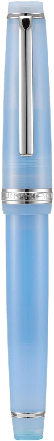 Jinhao 82 Acrylic Fountain Pen, Iridium Medium Nib with Ink Converter, Transparent Light Blue Classic Design Smooth Writing Pen (Silver Trim)