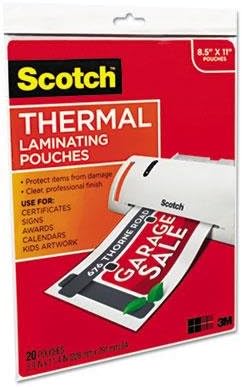 Scotch Thermal Laminating Pouches, Laminate Homemade Ornaments, Christmas Banners and Gift Tags, 5 Mil, 20-Pack Photo Size Laminating Sheets 5 x 7 Inches, Clear