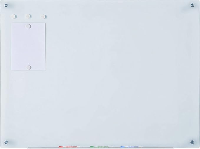 Audio-Visual Direct Magnetic White Glass Dry-Erase Board Set - 4' x 3' - Includes Magnets, Hardware & Marker Tray