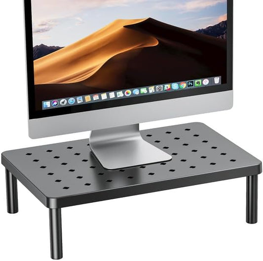 Monitor Stand for Desk - Ergonomic Monitor Riser, Laptop Stand with Non-Slip Pads, Sturdy & Stable Computer Stand with Cooling Holes, Desk Organizer for Laptop, Printer, 14.1''×9.4''×3.9''