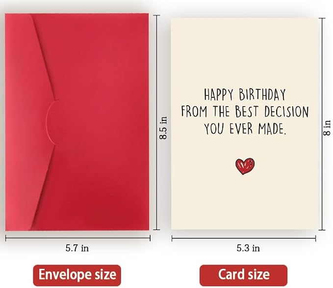 Funny Birthday Card for Husband Wife, Humor Birthday Card Gift for Boyfriend Girlfriend, Sweet Wedding Anniversary Card for Him Her, The Best Decision You Ever Made
