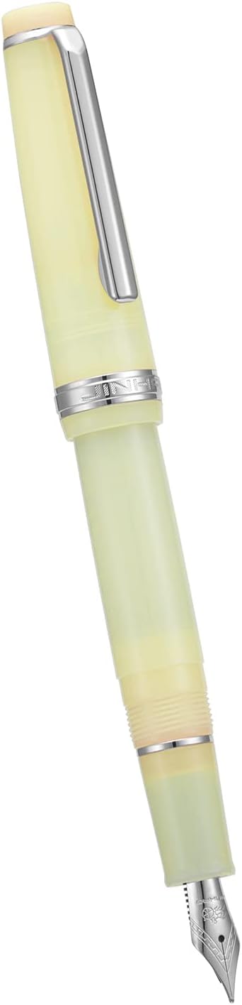 Jinhao 82 Acrylic Fountain Pen, Iridium Fine Nib with Ink Converter, Transparent Yellow Classic Design Smooth Writing Pen (Silver Trim)