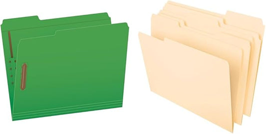 Pendaflex Fastener Folders Letter Size Green 50/Box, Pendaflex File Folders Letter Size Manila 100/Box