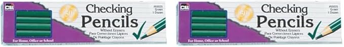 Charles Leonard Checking Pencil with Eraser, Green Colored Lead, 24-Pack (65025)