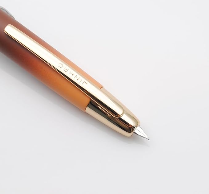 JINHAO 10 Press Fountain Pen, Retractable Metal Pen with Ink Converter (F Nib 0.5mm, Gradient Coffee)