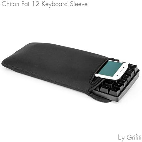 GRIFITI Chiton Fat 12 6.5" x 13.5" Neoprene Keyboard Sleeve Cover for Tenkeyless Mechanical & 11-13 Inch 10keyless Keyboards Portable Case - Extra Pocket for Cable, Computer Mouse or Gaming Trackpad