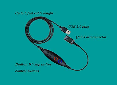 daily headset QD USB Phone Headset Adapter Cable Compatible with Plantronics Quick Connect Volume & Mic Controls