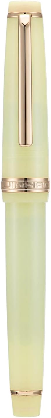 Jinhao 82 Acrylic Fountain Pen, Iridium Medium Nib with Ink Converter, Transparent Yellow Classic Design Smooth Writing Pen (Gold Trim)