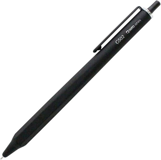OHTO GS02 Roller Gel Pen, Retractable Needle Tip 0.5mm Fine Point, Black Barrel, Ultra-Quick Drying Black Gel Ink Pen, All-Metal Hybrid Body, GS02-G5-BK