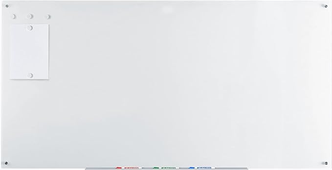 Audio-Visual Direct Magnetic Ultra White Glass Dry-Erase Board Set - 6' x 4' - Includes Magnets, Hardware & Marker Tray