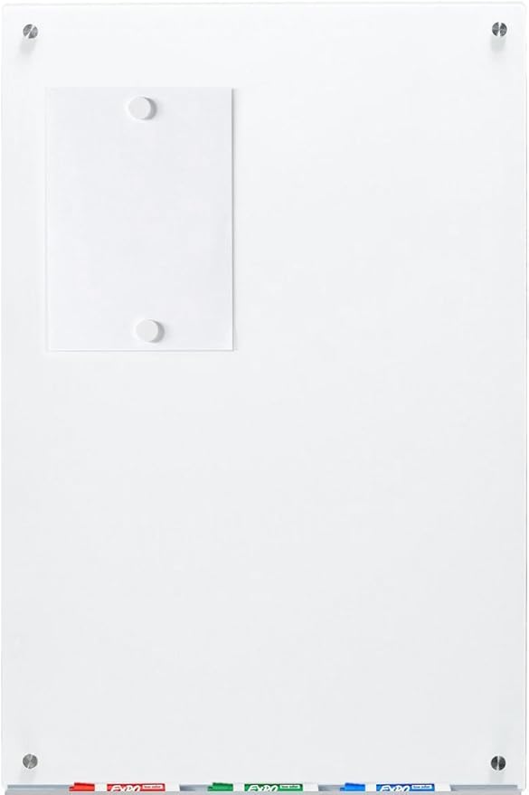 Audio-Visual Direct Magnetic Ultra White Glass Dry-Erase Board Set - 3' x 2' - Includes Magnets, Hardware & Marker Tray