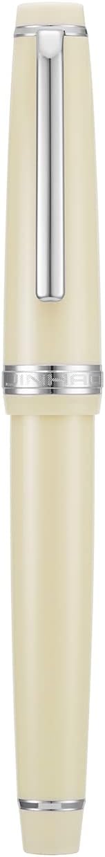 Jinhao 82 Ivory White Acrylic Fountain Pen, Iridium Fine Nib Classic Design Smooth Writing Pen with Ink Converter (Silver Trim)