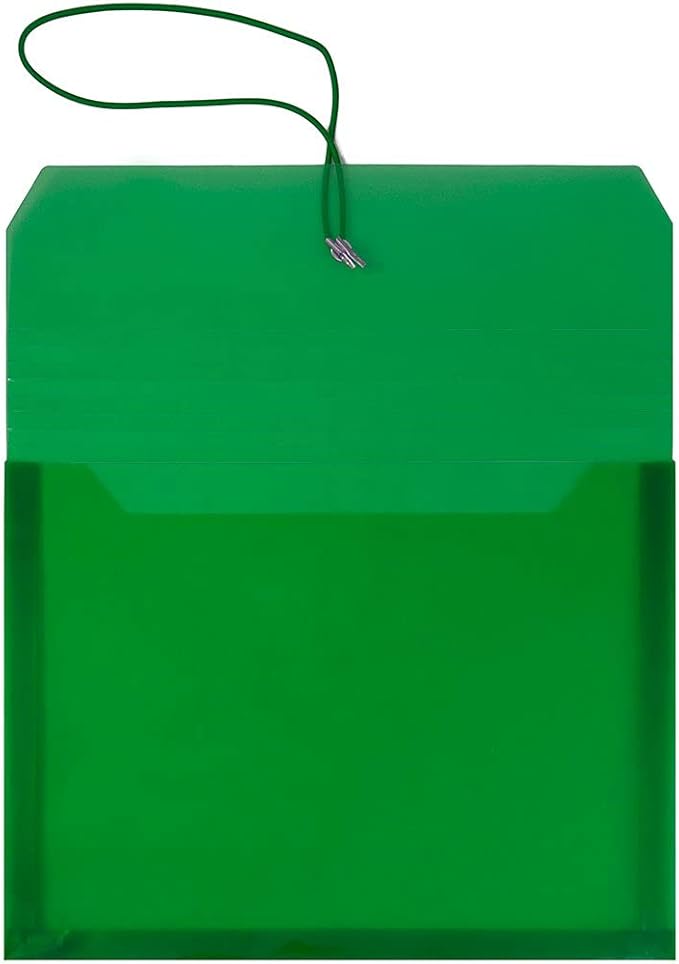 JAM PAPER Plastic Expansion Envelopes with Elastic Band Closure - Letter Booklet - 9 3/4 x 13 with 2.5 Inch Expansion - Assorted Colors - 6/Pack