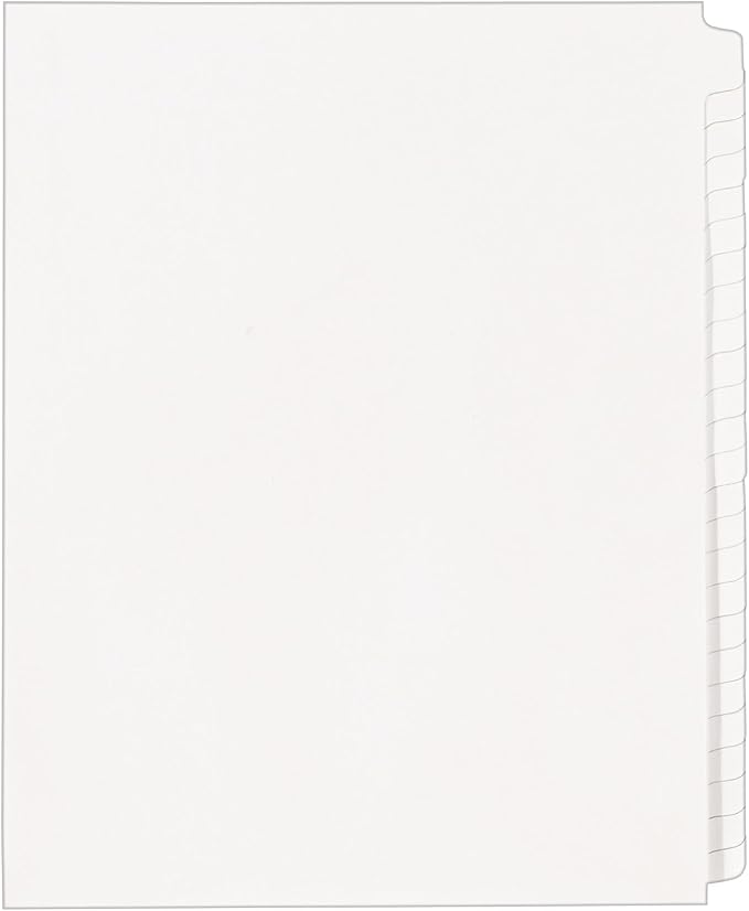 Avery Blank Tab Legal Exhibit Binder Dividers, White Unlaminated Tabs, Letter-Size, Standard Collated 25-Tab Set (11959)