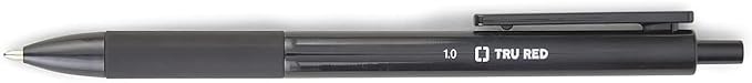 TRU RED TR59161 Ballpoint Gripped Retractable Pen, Medium Point, 1.0mm, Black, Dozen