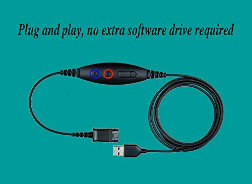 daily headset QD USB Phone Headset Adapter Cable Compatible with Plantronics Quick Connect Volume & Mic Controls