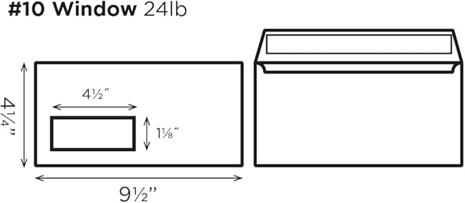 Blake Purely Everyday #10 Pack of 1000 Window Peel and Seal Envelopes (29216-76) White - 4 1/8" x 9 1/2"