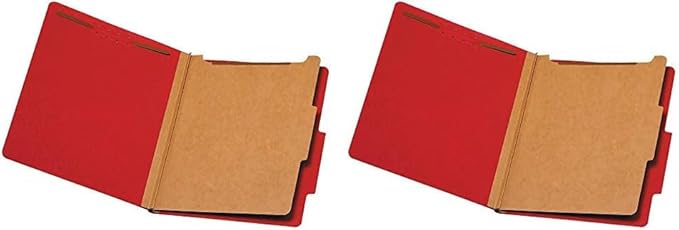 Pendaflex® Classification Folders, Standard, 1 Divider, Embedded Fasteners, 2/5 Cut Tab, Bright Red, Letter, 10/BX (23731) (Pack of 2)
