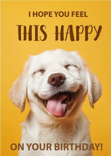 Gooji 5x7 Funny Happy Dog Birthday Card – Cute Puppy Design, Hilarious Greeting, Perfect for Dog Lovers, Men, Women, Husband, Wife