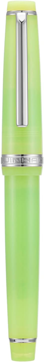 Jinhao 82 Acrylic Fountain Pen, Iridium Extra Fine Nib with Ink Converter, Transparent Green Classic Design Smooth Writing Pen (Silver Trim)