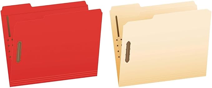 Pendaflex Fastener Folders, Letter Size, Red, 50 per Box, with 2 Fasteners and 1/3 Cut Tabs in Left, Right, Center Positions