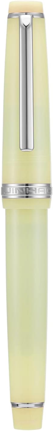 Jinhao 82 Acrylic Fountain Pen, Iridium Fine Nib with Ink Converter, Transparent Yellow Classic Design Smooth Writing Pen (Silver Trim)