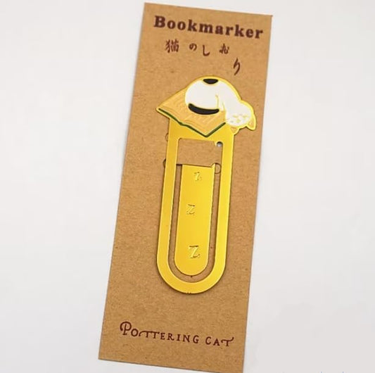 Cute White Sleeping Cat Metal Bookmark for Cat Lovers Book Marker Lovely School Office and Home Supplies, Bookmarks