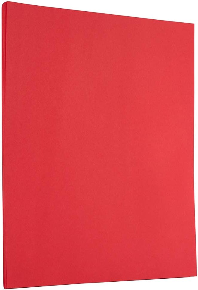 JAM PAPER Colored 24lb Paper - 90 gsm - 8.5 x 11 - Red Recycled - 50 Sheets/Pack