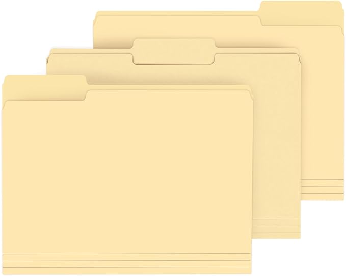 File Folder, PANDRI 120 Pack File Folder, 1/3 Cut Tab, Letter Size, Filing Folder for Office School Business, Manila