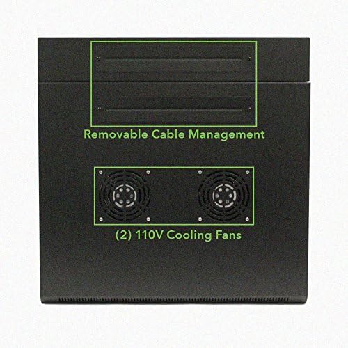 NavePoint 9U Server Cabinet with Hinged Back - 23.6” Deep, 9U Server Rack Enclosure with Locking Glass Door, Wall Mount Rack with Removable Side Panels, 9U Network Cabinet with 2 Fans, Pre-Assembled