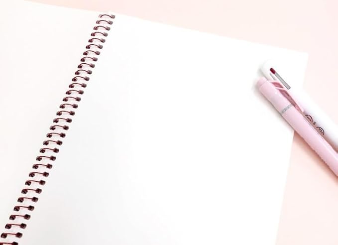 Cute Unruled Blank Spiral Notebook, About 60 Sheets, 7.3 x 10.3 Inches, About 60 Sheets (Pink)