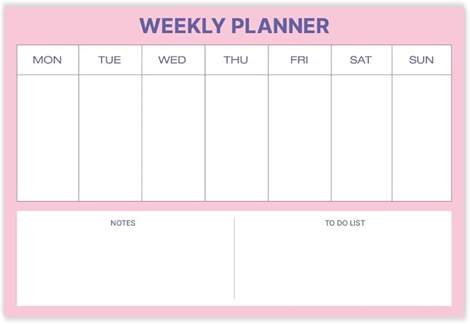 GEEKBEAR Dry Erase Refrigerator Calendar with 3 Markers - Attachable to Any Fridge with Special Suction Cups - Monthly and Weekly Designs, Acrylic - 15.7" x 10.6" (03. Modern Pink, Weekly)