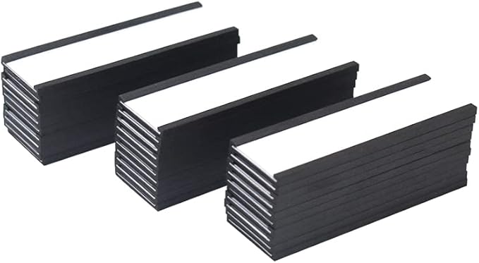 C Channel Magentic Label Holders 1x3 Inches with Paper Inserts and Clear Plastic Protectors, Pack of 30, Magnetic Data Card Holders File Cabinet Labels