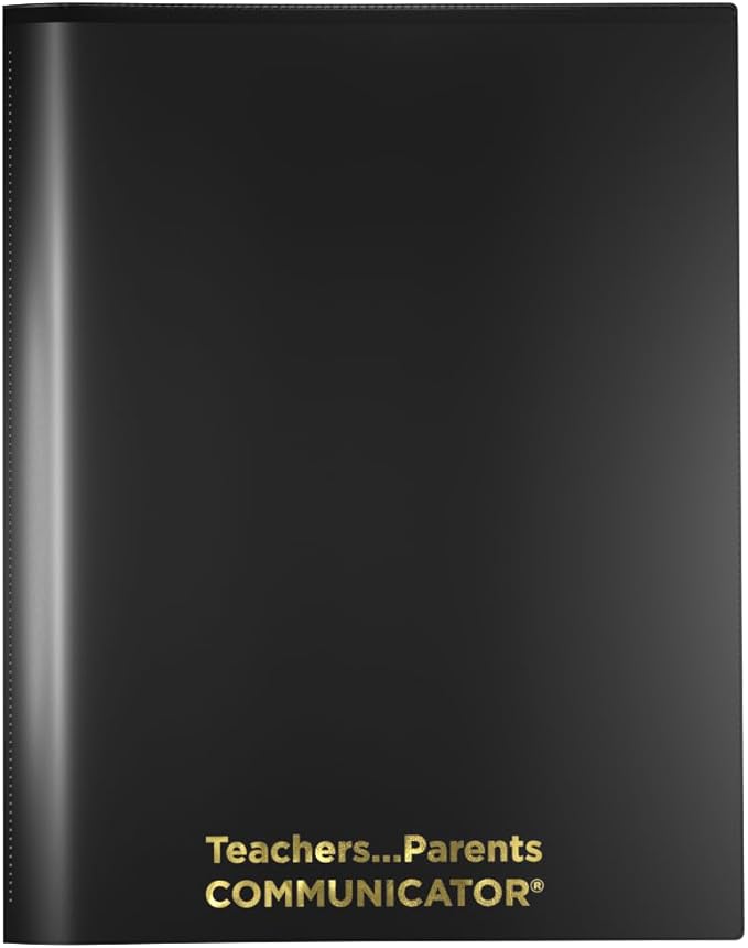 Nicky's Folders® English Communicator, Parent-Teacher Folder, Patented Tear-Resistant Flexible Plastic 2 Inside Pockets, 2 Exterior Sleeves, Letter Size Paper, Single Color(24 Pack) (Black)