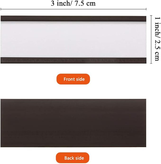 C Channel Magentic Label Holders 1x3 Inches with Paper Inserts and Clear Plastic Protectors, Pack of 30, Magnetic Data Card Holders File Cabinet Labels