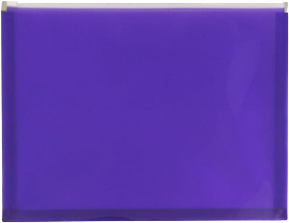 JAM PAPER Plastic Envelopes with Zip Closure - Letter Booklet - 9 3/4 x 13 - Purple - 12/Pack