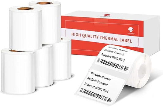 Phomemo Original [6x230 pcs] Labels Square Series, 1.57''x1.18'' (40x30mm) M110 M100 M220 M22 M12 M200 Labels, White, 230 Labels/Roll, 6 Rolls, Multi-Purpose Adhesive Thermal Phomemo Labels