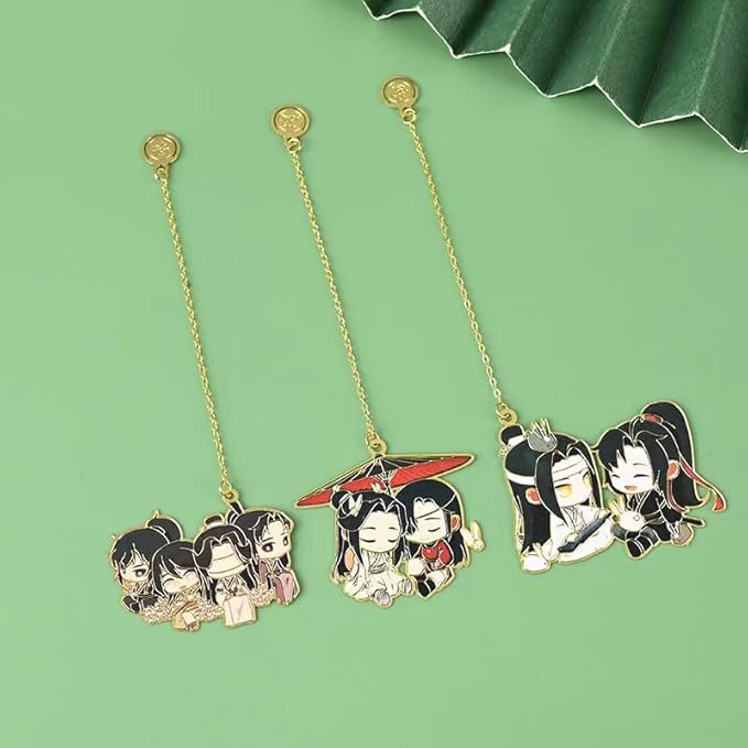 Chinese Mo Dao Zu Shi Bookmark Grandmaster of Demonic Cultivation Wei Wuxian LAN Wangji Metal hollowing Bookmark Chinese Style Tassel Book Markers Pagination Mark
