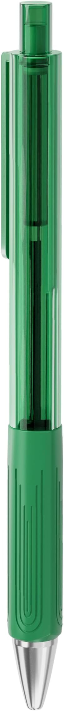 Writon Retractable Ballpoint Pens, Triangle Grip and Barrel, 1.0mm Medium Point, Green Ink, 12 Pack