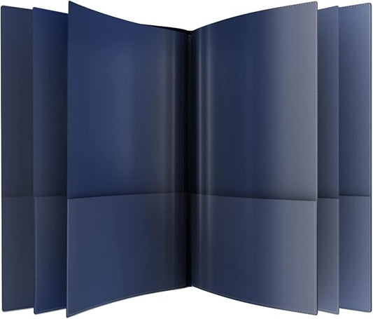 Nicky's® Multi Pocket Organizer, 10 or 14 Page Folder, Waterproof, Patented Tear-Resistant, Flexible Plastic, Proudly Made in USA, Binder Substitute. (10-in-1 Navy Blue)