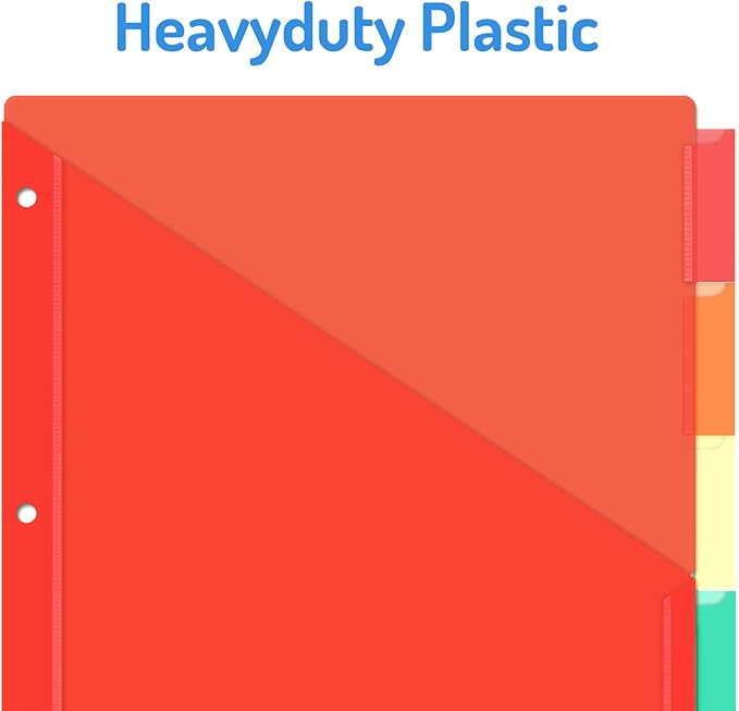 Forvencer 5 Count Dividers with Pockets, 5 Tab Dividers for 3 Ring Binder with Pockets, Subject Dividers with Pockets, Premium Quality Notebook Dividers with Pockets, Multicolor, 1 Set