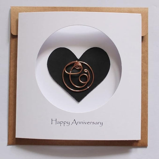 Personalized Initial Copper Card, Copper Initial, Anniversary Card for Her, Couple, Gift for Her (C)