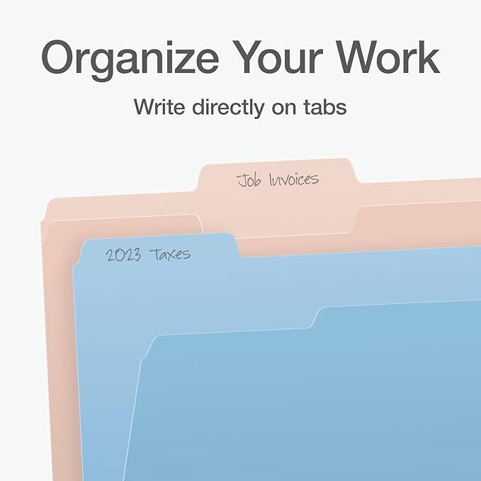 Pendaflex File Folders, Letter Size, Assorted Colors for Home, Office Filing Cabinet, 1/3-Cut Tabs, 36 Per Pack (82088)